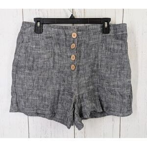 Maurices Size 10 Gray Linen Button Womens Casual Work‎ Shorts